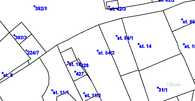 Parcela st. 54/2 v KÚ Nouzov u Senomat, Katastrální mapa