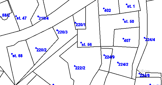 Parcela st. 56 v KÚ Nouzov u Senomat, Katastrální mapa