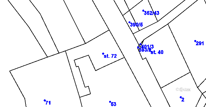 Parcela st. 72 v KÚ Nouzov u Senomat, Katastrální mapa
