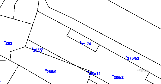 Parcela st. 75 v KÚ Nouzov u Senomat, Katastrální mapa