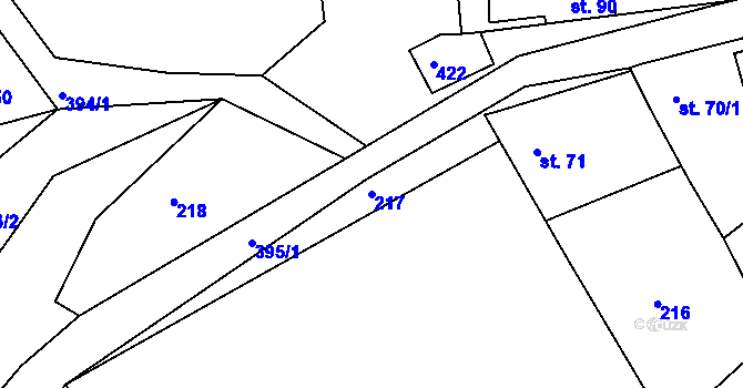 Parcela st. 217 v KÚ Nouzov u Senomat, Katastrální mapa