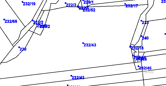 Parcela st. 232/43 v KÚ Nouzov u Senomat, Katastrální mapa