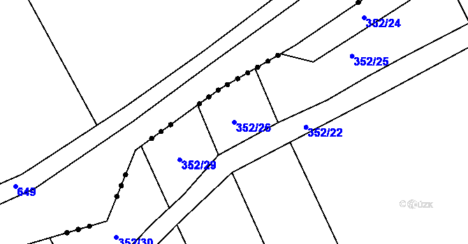 Parcela st. 352/26 v KÚ Nouzov u Senomat, Katastrální mapa