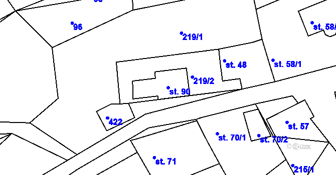 Parcela st. 90 v KÚ Nouzov u Senomat, Katastrální mapa