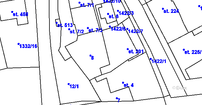Parcela st. 5 v KÚ Senomaty, Katastrální mapa