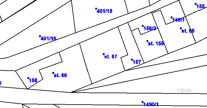 Parcela st. 67 v KÚ Senomaty, Katastrální mapa