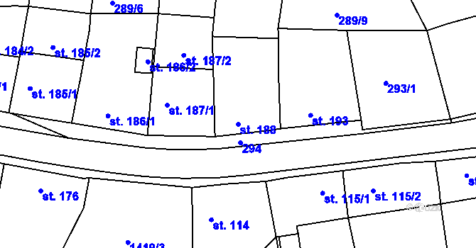 Parcela st. 188 v KÚ Senomaty, Katastrální mapa