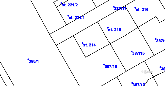 Parcela st. 214 v KÚ Senomaty, Katastrální mapa