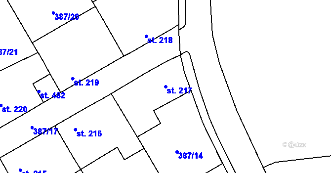 Parcela st. 217 v KÚ Senomaty, Katastrální mapa
