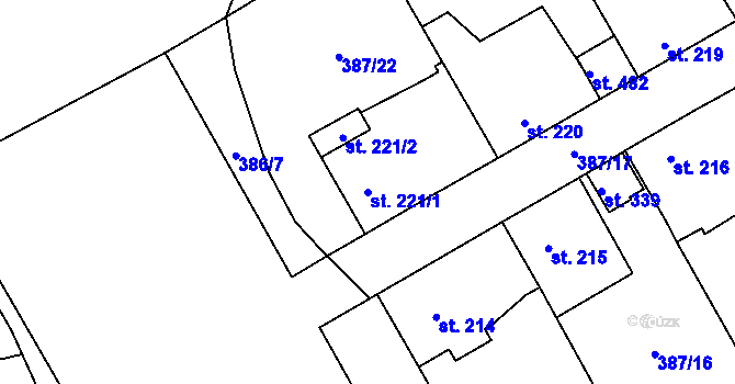 Parcela st. 221/1 v KÚ Senomaty, Katastrální mapa