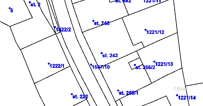 Parcela st. 243 v KÚ Senomaty, Katastrální mapa