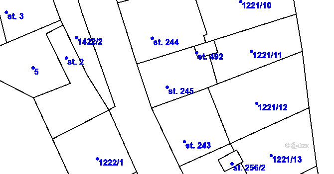 Parcela st. 245 v KÚ Senomaty, Katastrální mapa