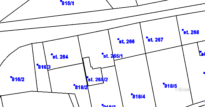 Parcela st. 265/1 v KÚ Senomaty, Katastrální mapa