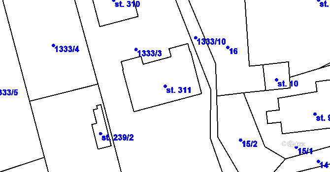 Parcela st. 311 v KÚ Senomaty, Katastrální mapa