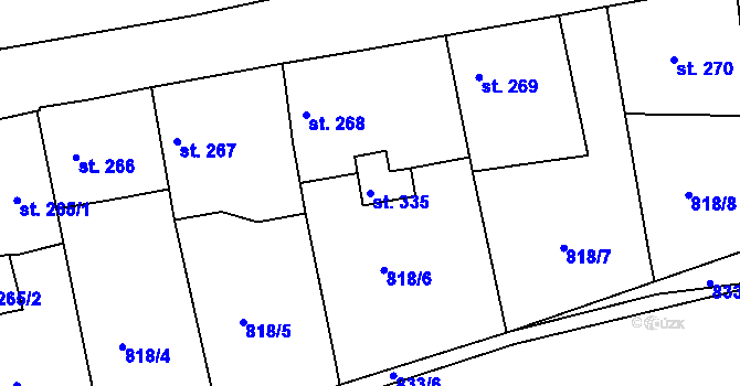Parcela st. 335 v KÚ Senomaty, Katastrální mapa