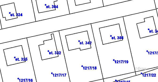 Parcela st. 342 v KÚ Senomaty, Katastrální mapa