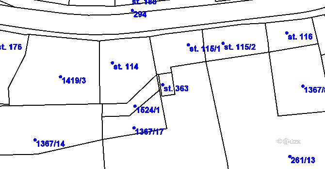 Parcela st. 363 v KÚ Senomaty, Katastrální mapa