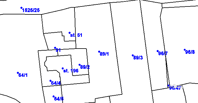 Parcela st. 89/1 v KÚ Senomaty, Katastrální mapa