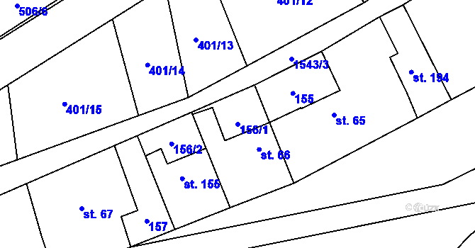 Parcela st. 156/1 v KÚ Senomaty, Katastrální mapa