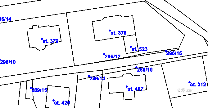 Parcela st. 296/12 v KÚ Senomaty, Katastrální mapa