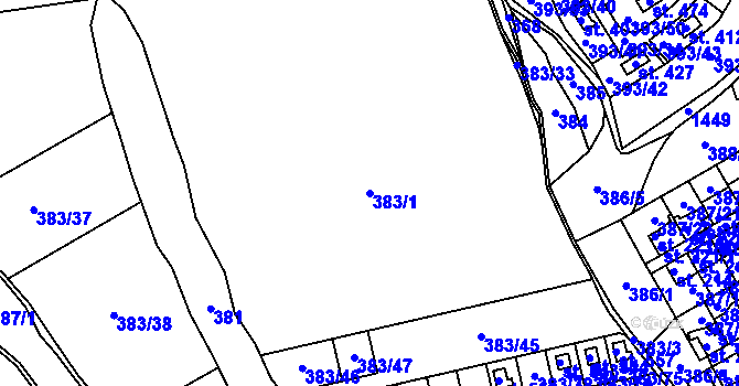 Parcela st. 383/1 v KÚ Senomaty, Katastrální mapa