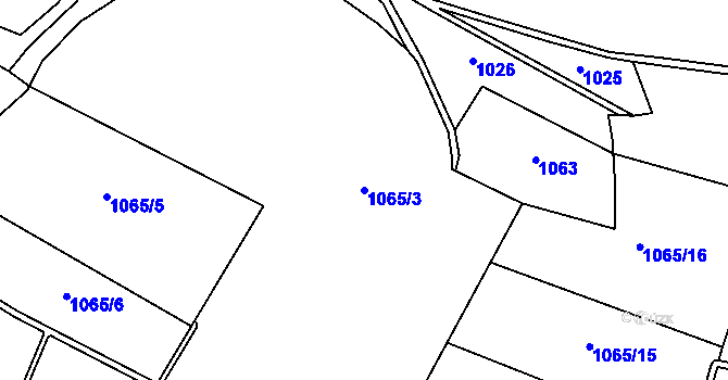 Parcela st. 1065/3 v KÚ Senomaty, Katastrální mapa