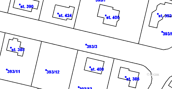 Parcela st. 393/3 v KÚ Senomaty, Katastrální mapa