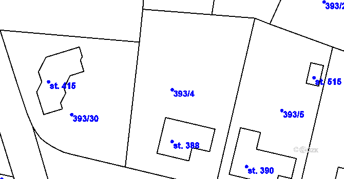 Parcela st. 393/4 v KÚ Senomaty, Katastrální mapa