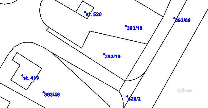 Parcela st. 393/19 v KÚ Senomaty, Katastrální mapa