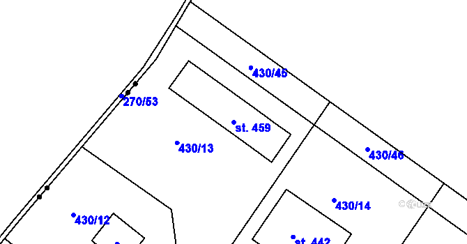 Parcela st. 459 v KÚ Senomaty, Katastrální mapa