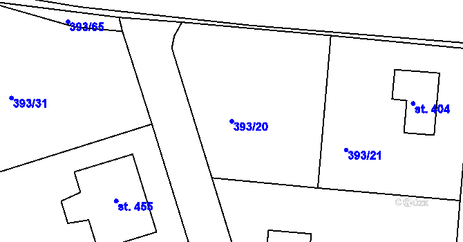 Parcela st. 393/20 v KÚ Senomaty, Katastrální mapa