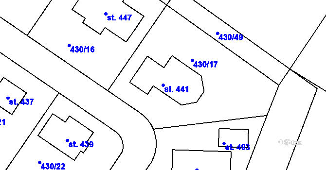 Parcela st. 441 v KÚ Senomaty, Katastrální mapa