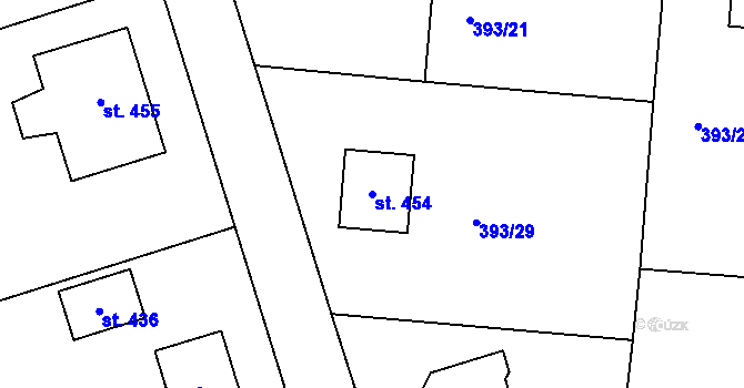 Parcela st. 454 v KÚ Senomaty, Katastrální mapa