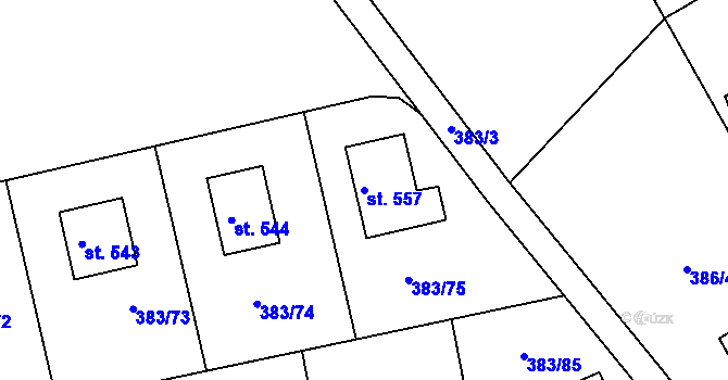 Parcela st. 557 v KÚ Senomaty, Katastrální mapa