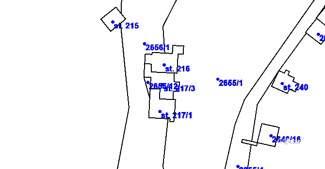 Parcela st. 217/3 v KÚ Senorady, Katastrální mapa