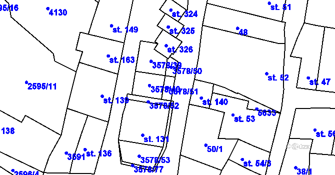 Parcela st. 3578/51 v KÚ Senorady, Katastrální mapa
