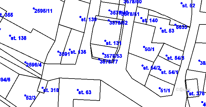 Parcela st. 3578/53 v KÚ Senorady, Katastrální mapa