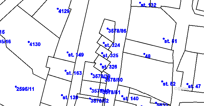 Parcela st. 325 v KÚ Senorady, Katastrální mapa