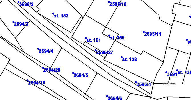 Parcela st. 2596/27 v KÚ Senorady, Katastrální mapa
