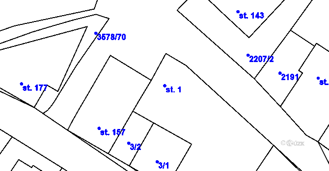 Parcela st. 1 v KÚ Senorady, Katastrální mapa