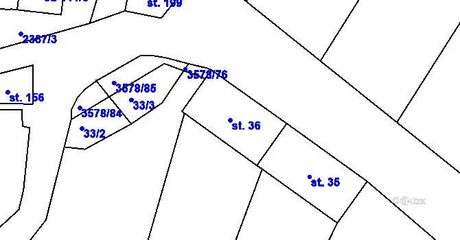 Parcela st. 36 v KÚ Senorady, Katastrální mapa