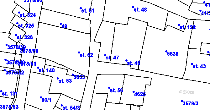 Parcela st. 47 v KÚ Senorady, Katastrální mapa