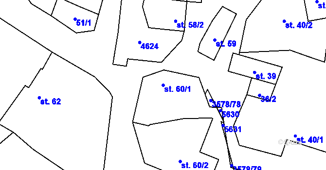Parcela st. 60/1 v KÚ Senorady, Katastrální mapa
