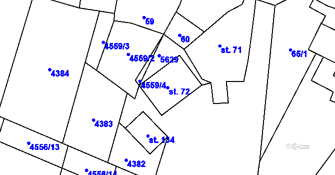 Parcela st. 72 v KÚ Senorady, Katastrální mapa