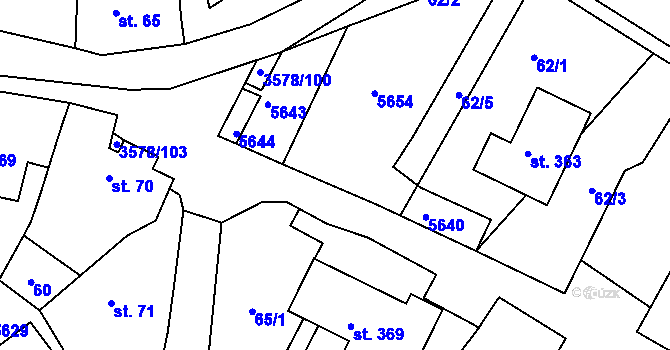 Parcela st. 75 v KÚ Senorady, Katastrální mapa