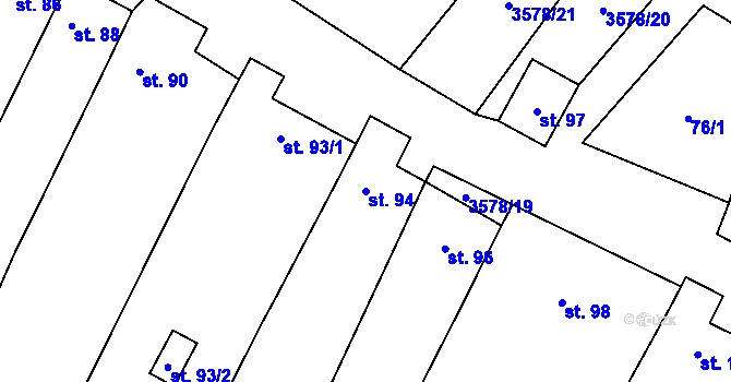 Parcela st. 94 v KÚ Senorady, Katastrální mapa