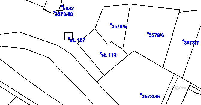 Parcela st. 113 v KÚ Senorady, Katastrální mapa
