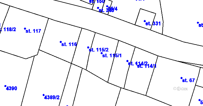 Parcela st. 115/1 v KÚ Senorady, Katastrální mapa