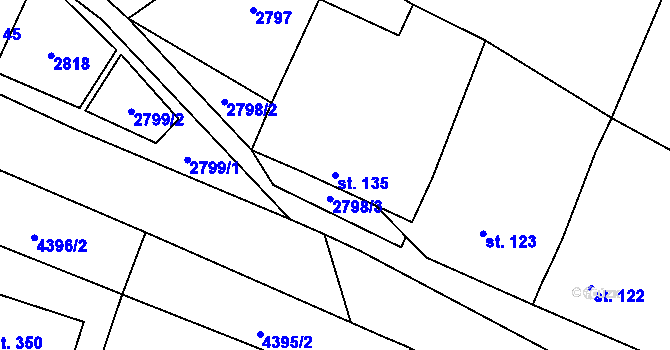 Parcela st. 135 v KÚ Senorady, Katastrální mapa