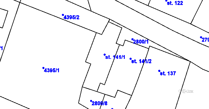 Parcela st. 141/1 v KÚ Senorady, Katastrální mapa